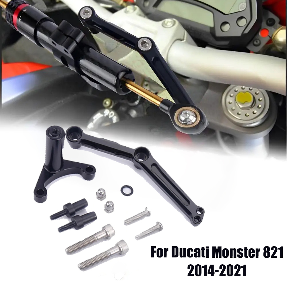 Steering Damper Stabilizer Kit Cnc - Motosiklet aksesuarı CNC amortisör braketi Ducati